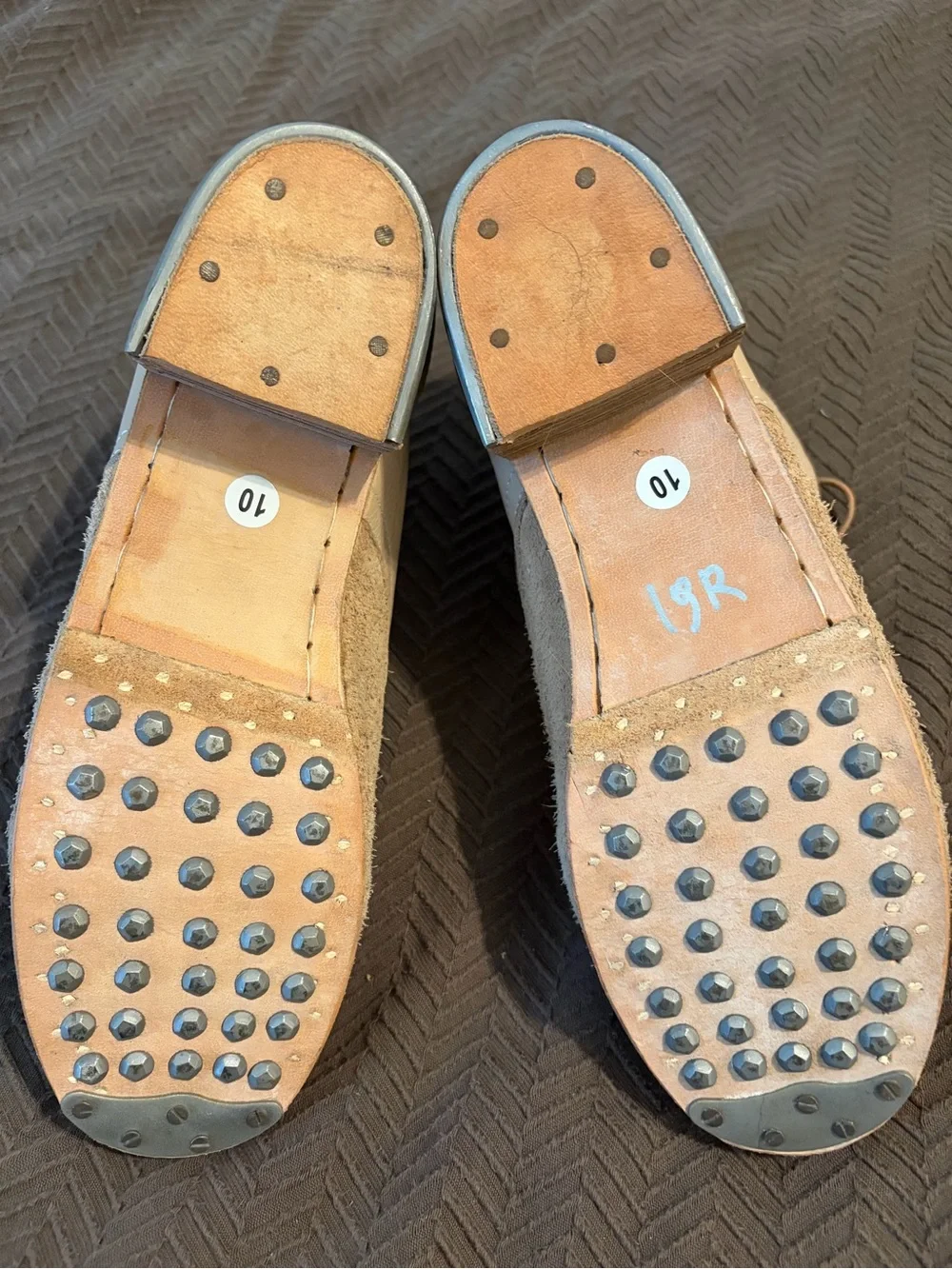 WWII German Style M37 M43 Hobnail Low Boots Leather Reenactment Shoes Size 10